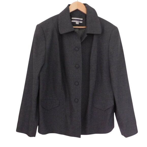 Gray Wool Jacket Womens Plus Size 24W Business Blazer Classic Lined Amanda Smith - Picture 1 of 5